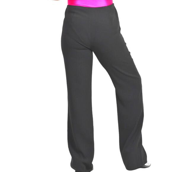 Tahari Dress Pants Black Trousers High Waist Flare Drawstring Crepe Flare Size 6 - Picture 2 of 14